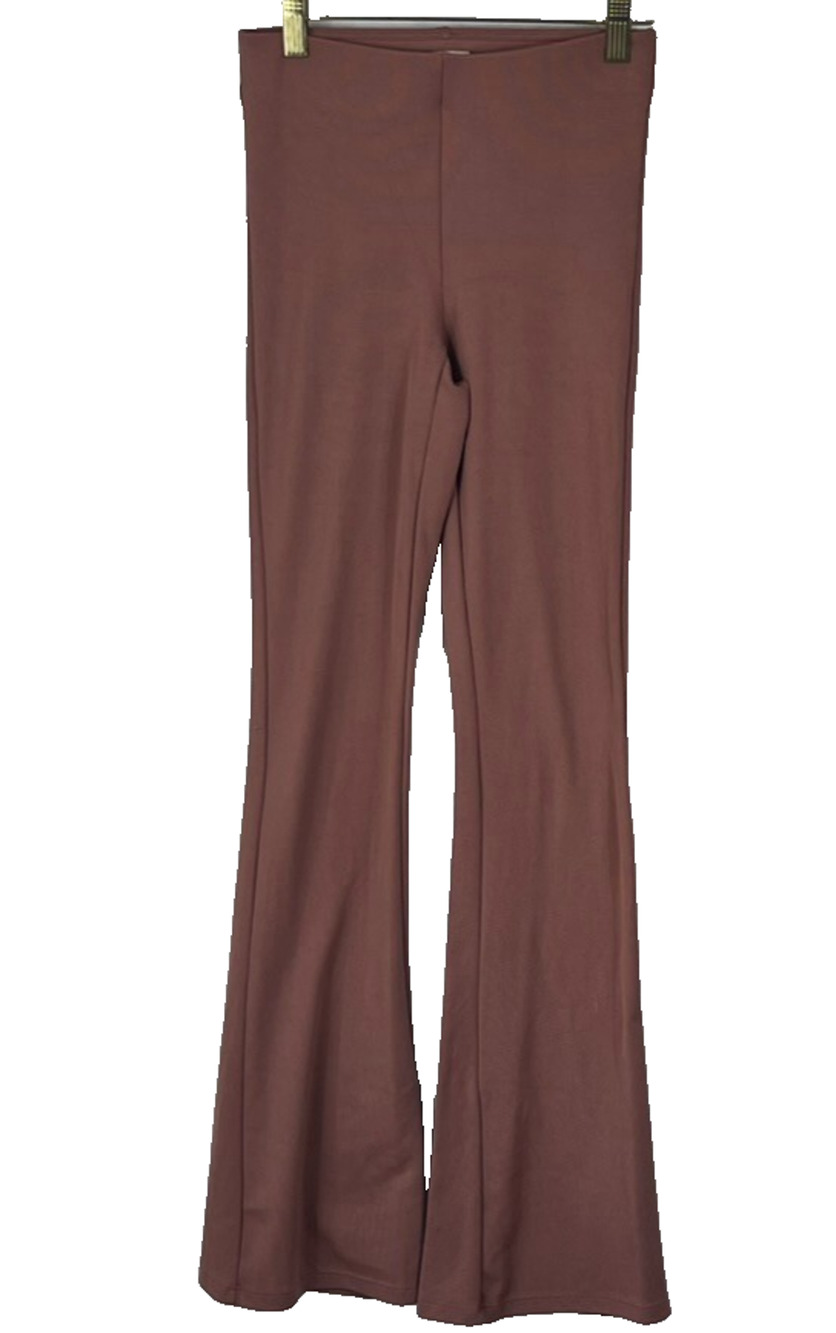 WILFRED Candace Pant Mocha Sorbet High Rise Flare Ribbed Womens Size XS Ribbed